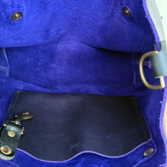 GoForthGoods GFG Small Avery Violet w/ black handles leather tote crossbody EUC - Picture 10 of 13